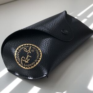 Ray-Ban Black Leather Sunglasses Case with Gold Logo